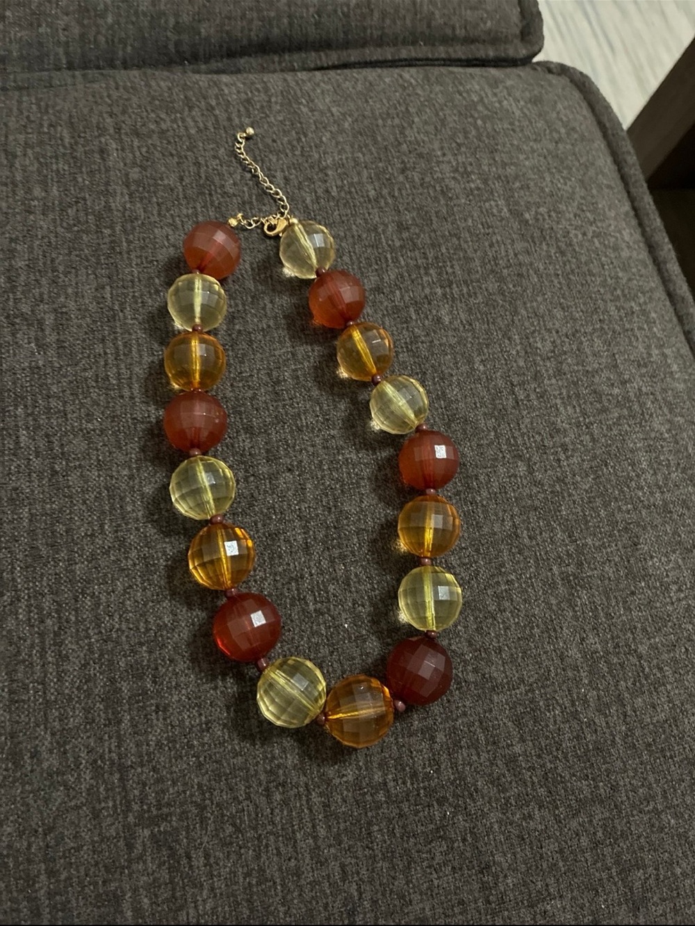 Amber-Tone Faceted Bead Necklace - Women Jewelry vintage